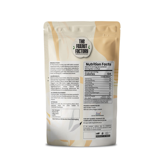 The Foxnut Factory Cream and Onion Roasted Maakhana Snacks,Helathy Fox Nuts,Gluten free Lotus Seeds,Crunchy Vegan Protien Snack