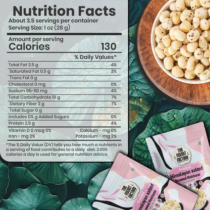The Foxnut Factory Himalayan Salt Roasted Makhana – Tasty Crunchy Fox Nuts (Lotus Seeds), Ready to Eat, Gluten Free Vegetarian, Plant Based, Not Fried, Healthy Alternative Snack - The Foxnut Factory